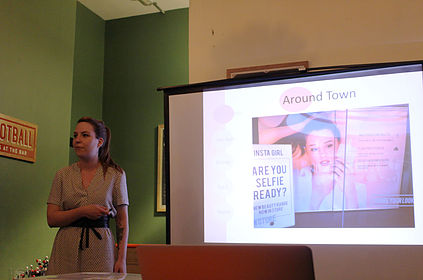 Kris presenting her talk on skin care
